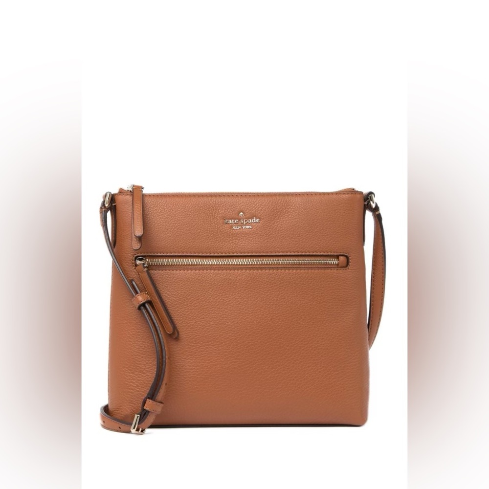 kate spade Pebbled Leather Crossbody Bag in Cognac Brown